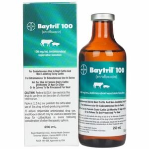 Baytril for Cattle - 100 Inj (250 ml) - [Bacterial Antibiotic]