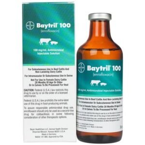 Baytril for Cattle - 100 Inj (500 ml) - [Bacterial Antibiotic]